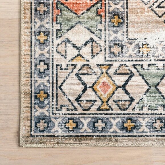 6'x9' Southwestern Orange/Gray Machine Washable Area Rug - Picture 2 of 7